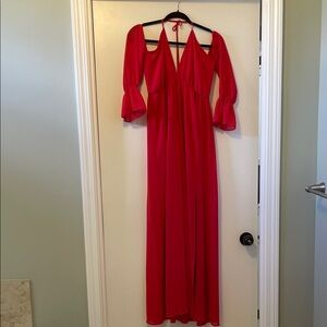 Forever 21 Vibrant Red Long Sleeve Dress